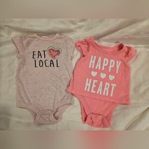 Pink and Light Pink Baby Onesies
